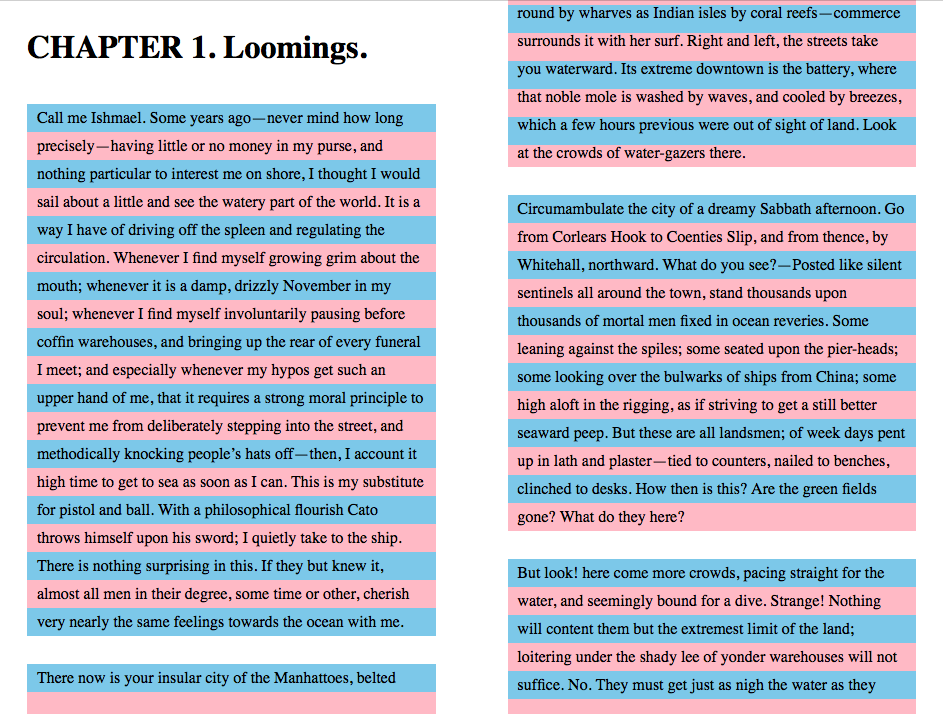 In the paginated view, it’s nearly impossible to get alternate lines right.