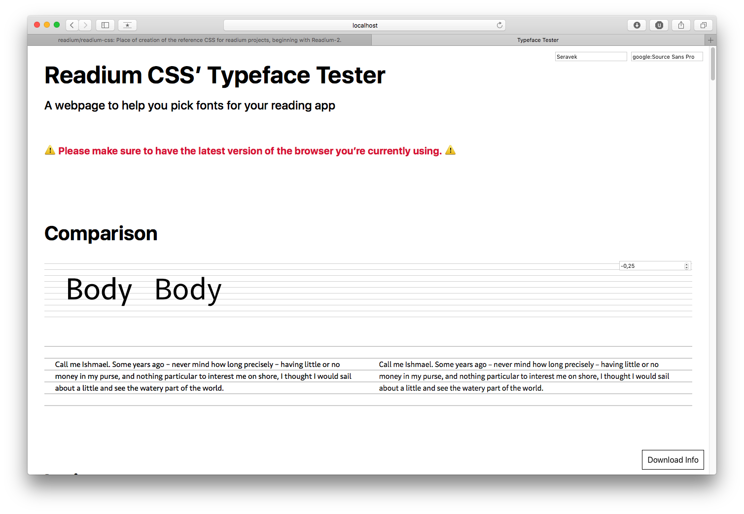 Source Sans Pro compared to Seravek. Its x-height is noticeably – but not remarkably – larger. When comparing an entire paragraph, both feel like they share some common traits, despite very visible differences in the drawing of their glyphs.